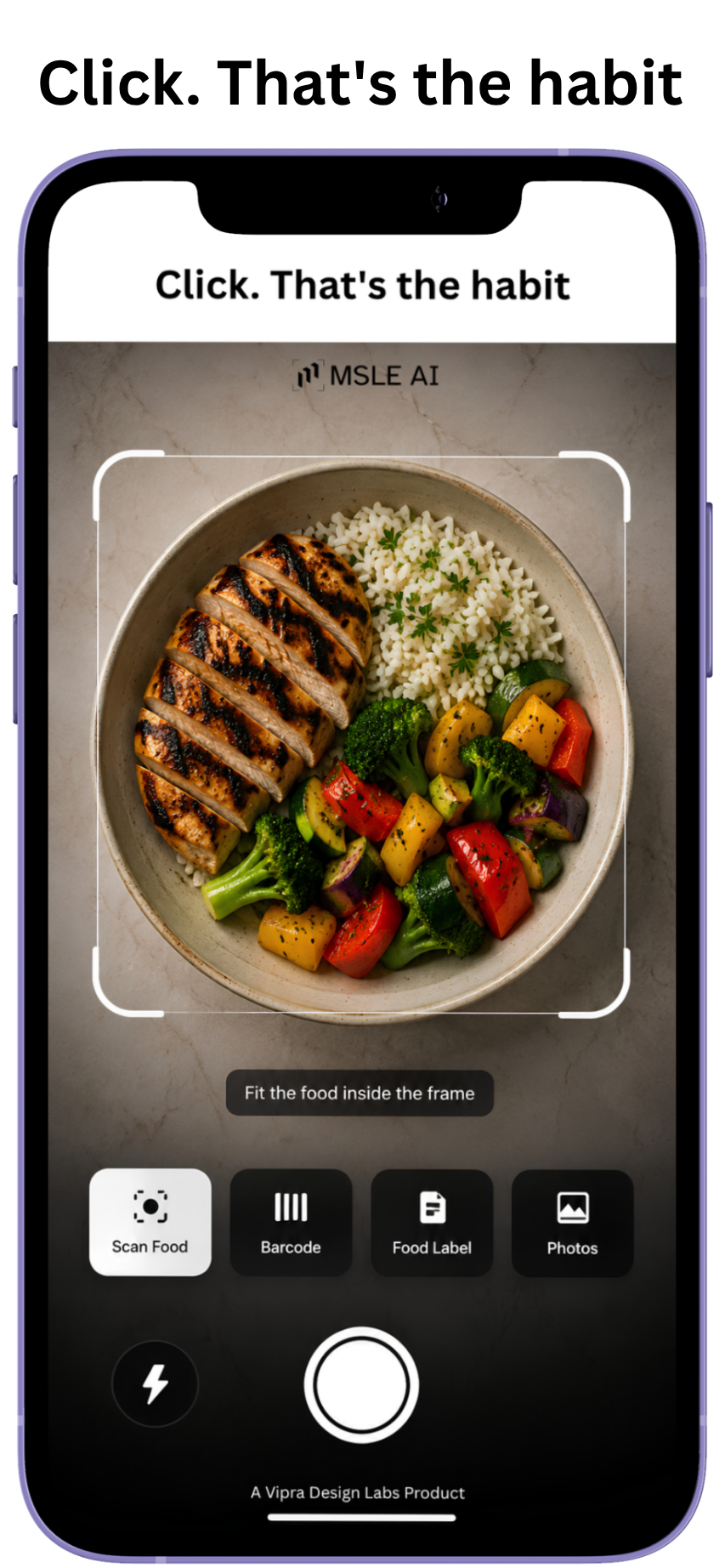 MSLE AI food scanning screen